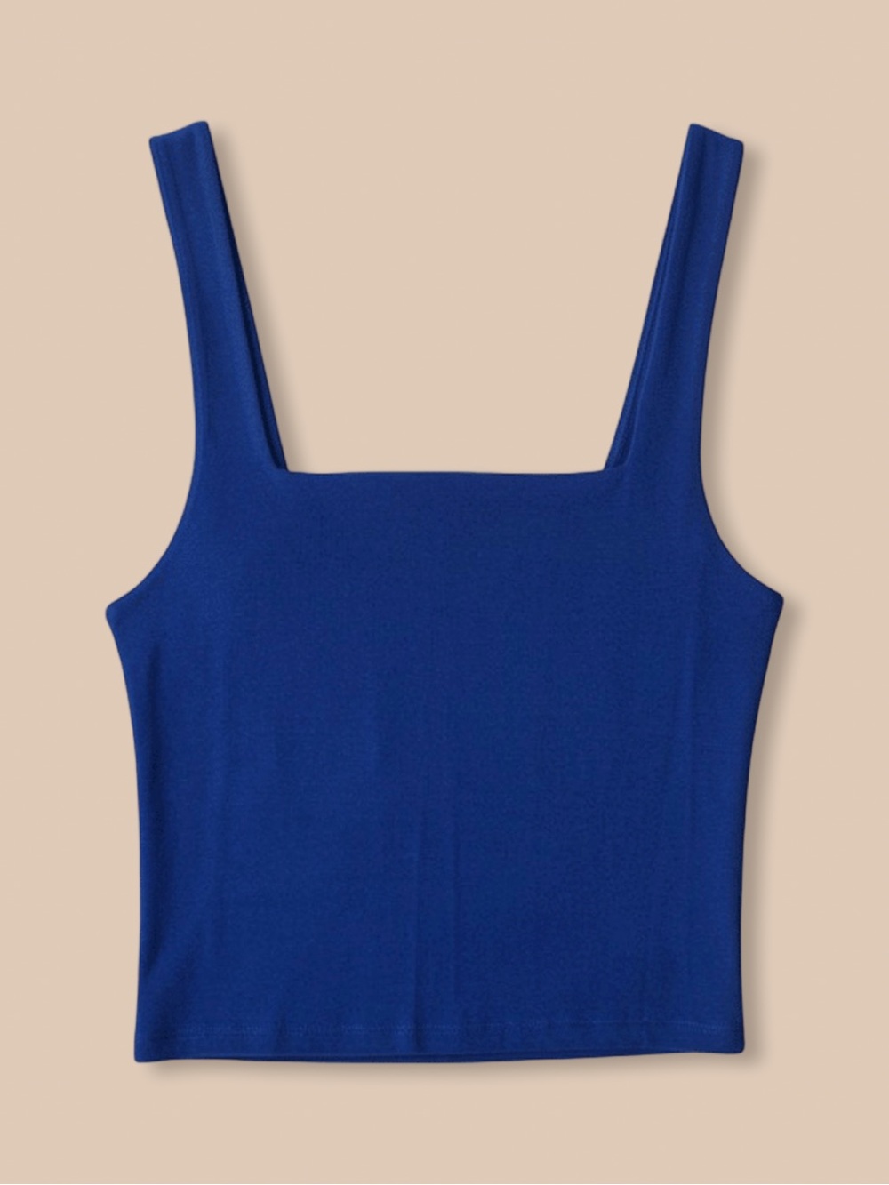 Zara Square Neck Cropped Tank Top Blue